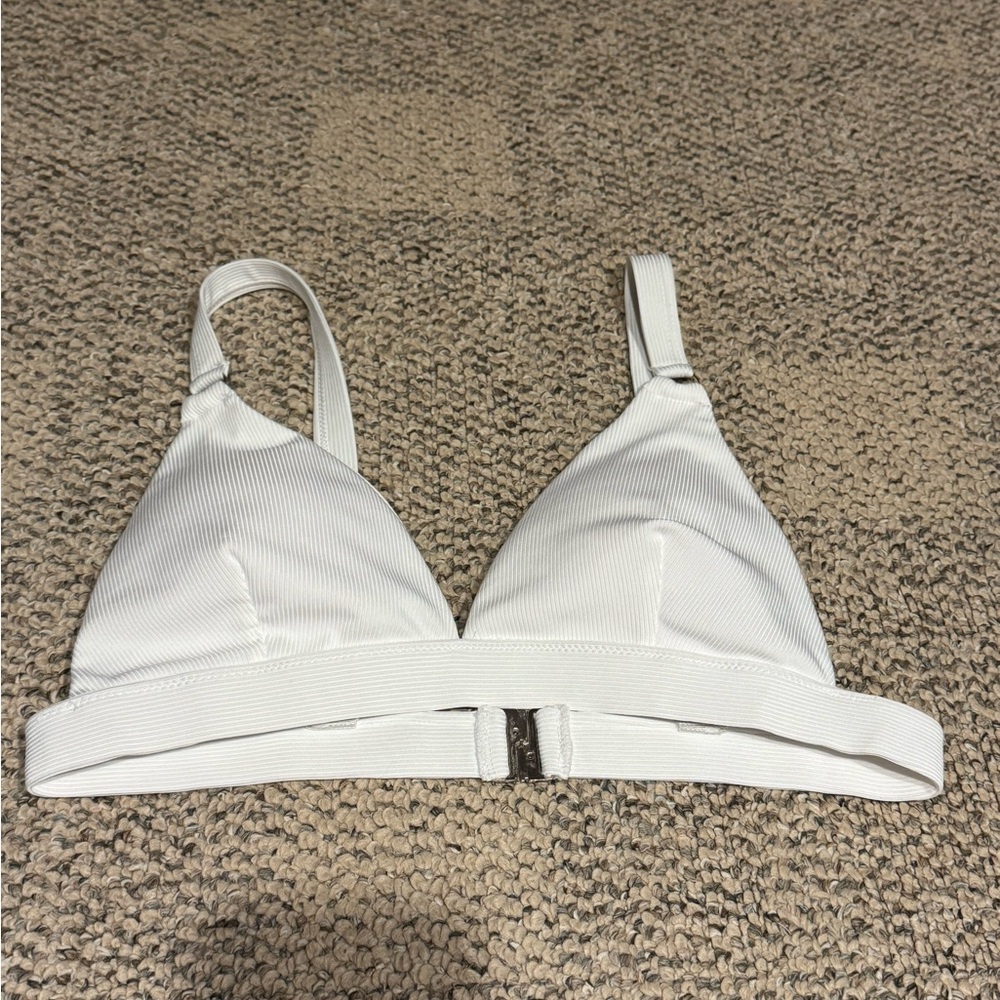 Sexy White Ribbed Bikini Top